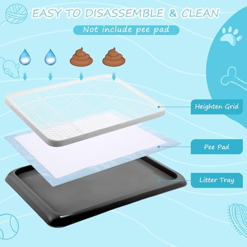 Mifoci Dog Pee Pad Holder Potty Tray Portable Dog Litter Box Toilet Training for Indoor Outdoor Small Medium Large Pet Puppy(Black,25.59 x 18.9 Inches,1 Pcs) - Image 4