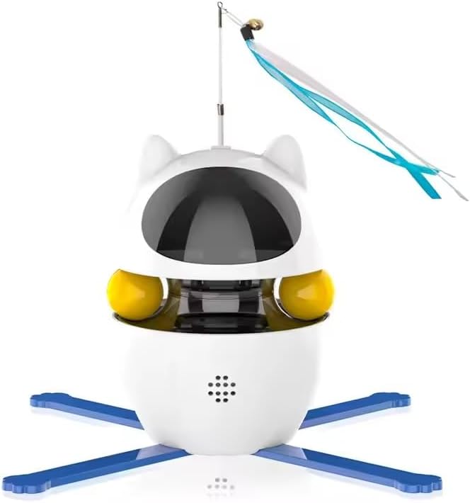 4-in-1 Interactive Cat Toy Ball Smart Motion Teaser with Wand, Feathers & Ligth with Auto Movement Fun and Engaging Play for Indoor Cats