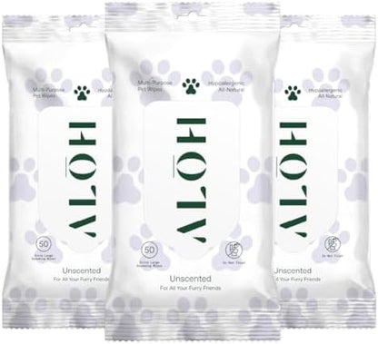 ALŌH Hypoallergenic Multi-Purpose Pet Wipes, All-Natural & Unscented by AL%C5%8CH