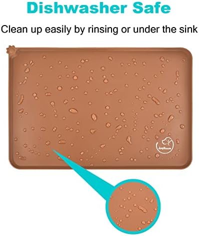 Silicone Waterproof Dog Cat Pet Feeding Mats, Non Slip, Easy Clean Pet Dog Cat Bowl Mats Placemat (24" x 16") Brown - Image 6