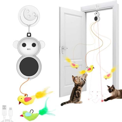 Automatic Laser Cat Toy with Interactive Flying Bird Feather, Natural White by Unknown