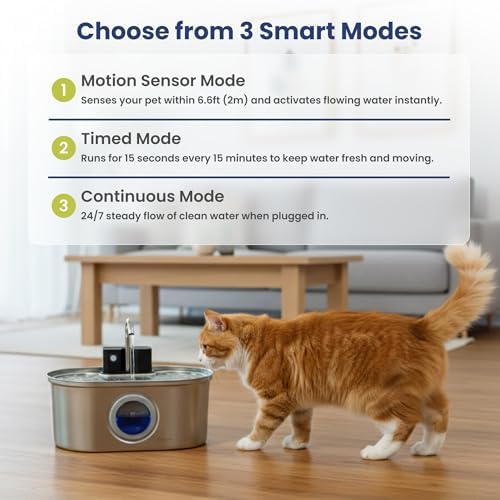 PawsPik Cordless Automatic Dog & Cat Water Fountain Stainless Steel, 3.2-L - Image 2