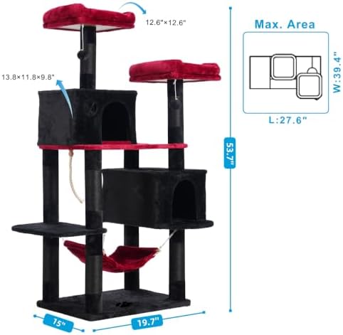 Hey-brother Cat Tree Tower with Sisal Scratching Posts, Big Condo, MPJ020BR - Image 2