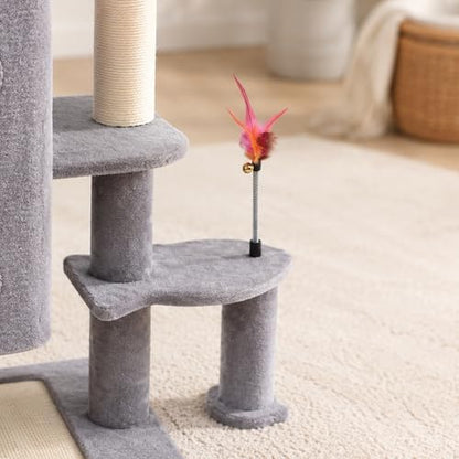 HUITREE 45in Cat Tree Tower with Big Condo for Indoor Cats,Cat Tower with Scratching Post,Scratching Board and Cat Toys,Multi-Level,Small Space,Transformer Cat Tree (336G) - Image 5