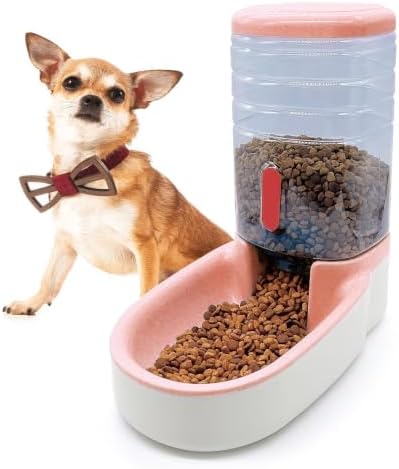 kathson Gravity Dog Food Dispenser Automatic Cat Feeding Food Station 1 Gallon Large Capacity Puppy Food Bowl for Small and Medium Dogs Cats Pink by kathson