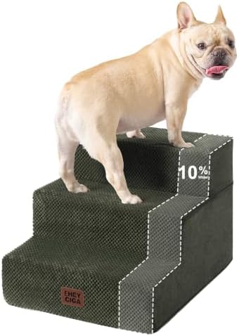 EHEYCIGA Dog Stairs 13.5" H, 3-Step Extra Wide Dog Steps by EHEYCIGA