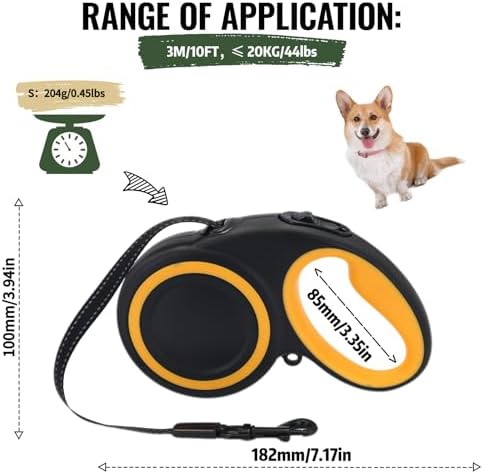 10-16FT,66LBS,Highly Reflective Retractable Dog Leash,S-Black - Image 2