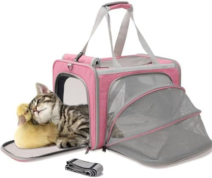 Soft Cat Carriers Pink Small Dog Carrier Airline Approved,Expandable Pet Carrier,Strudy,Ventilated,Soft Sided Pets Carriers Cage,Durable Small Animals Travel Bag Outdoor Carry Kennel by PATAZONE