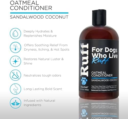 Ruff by Lillian Ruff Sandalwood Coconut Oatmeal Conditioner for Dogs – Moisturizes & Soothes Dry Itchy Skin, Promotes Healthy Coat, Gluten-Free, Tear-Free, Sulfate-Free, Paraben-Free, Made in USA - Image 2