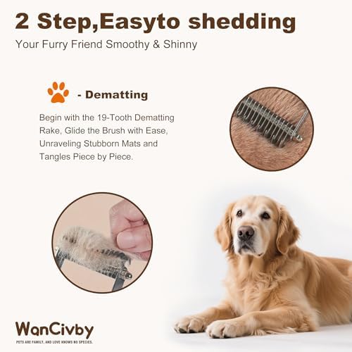 Dog Grooming Brush 2-in-1 - Undercoat Rake & Dematting Tool, Effective Shedding Control for Detangling All Dog Sizes - Image 5