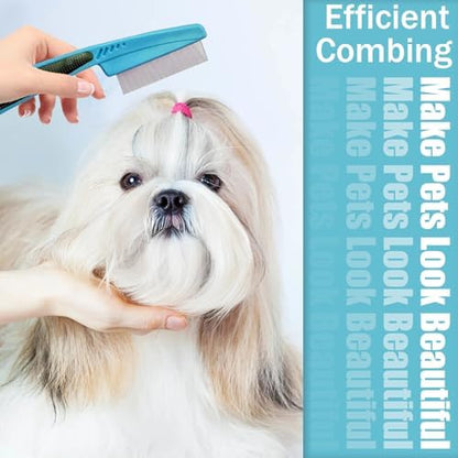 Bestac Pet Grooming Stainless Steel Flea Lice Comb Tear Stain Remover & Dematting Tool Rounded Teeth for Small, Medium, Large Dogs & Cats (Blue) - Image 6