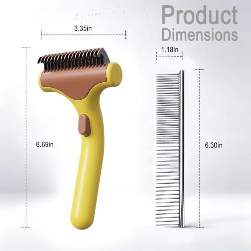 Undercoat Rake for Dogs & Cats, yellow - Image 6