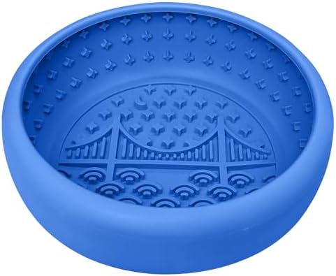 Dog Lick Bowl, BPA Free Silicone Slow Feeder Licking Mat with Strong Suction for Dog, Non-Slip Freeze Licking Bowl for Anxiety Relief & Boredom, Dishwasher(Blue, Small) by QUWOU