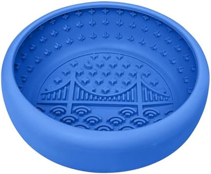 Dog Lick Bowl, BPA Free Silicone Slow Feeder Licking Mat with Strong Suction for Dog, Non-Slip Freeze Licking Bowl for Anxiety Relief & Boredom, Dishwasher(Blue, Small) by QUWOU