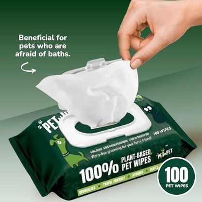 PET N PET Dog Wipes, 100 Count, Unscented Hypoallergenic Pet 8x8 Paws Care - Image 3