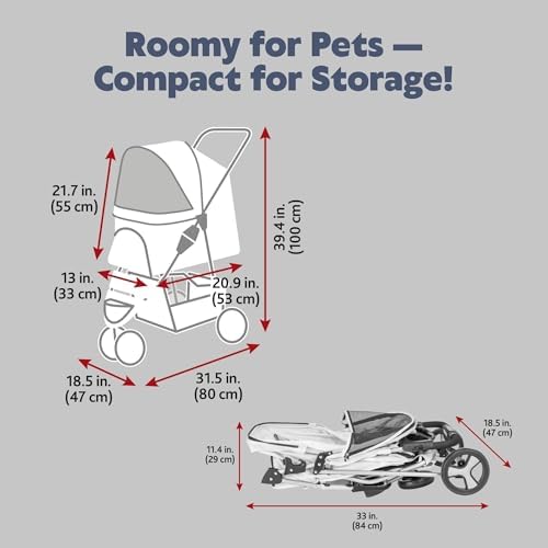 TRIXIE Foldable Pet Stroller for Cats and Dogs, Pet Carrier Strolling Cart with Weather Cover, Storage Basket, Cup Holder, Black - Image 5