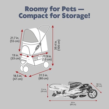 TRIXIE Foldable Pet Stroller for Cats and Dogs, Pet Carrier Strolling Cart with Weather Cover, Storage Basket, Cup Holder, Black - Image 5