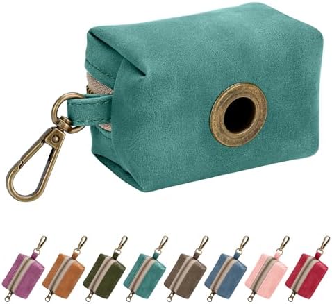 Didog Dog Poop Bag Holder for Leash, Stylish PU Leather, Green by Didog