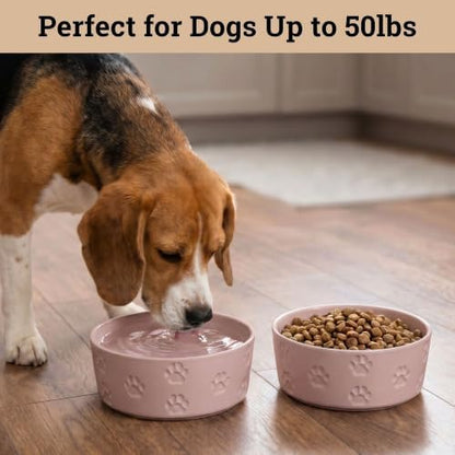 Ceramic Dog Bowl Set of 2 w/ Anti-Skid Base 6.5"W x 2.5"H, 3.8 Cup Capacity - Image 3