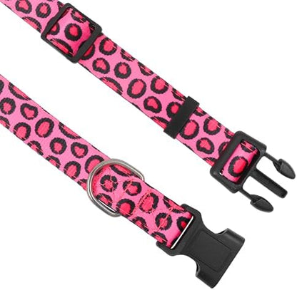Reflective Dog Collar, Adjustable Neoprene Padded,Leopard Pink,L - Image 3