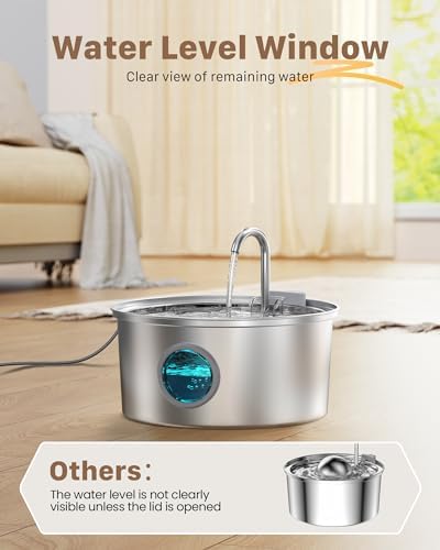 Cat Fountains for Drinking Stainless Steel: 108oz/3.2L Cat Water Fountain - Image 6