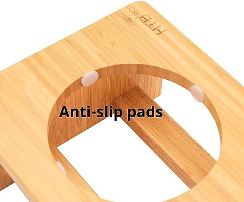 HTB Elevated Dog Bowl Stand with 2 Stainless Steel Bowls-4" H Small Bamboo - Image 2