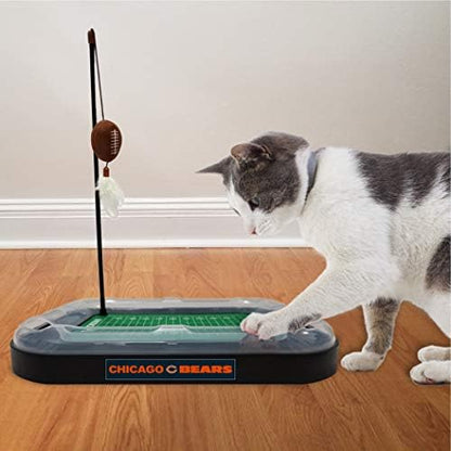 Pets First Cat Scratcher NFL Chicago Bears Football Field CAT Scratcher Toy with Catnip Filled Plush Football Toy & Feather Cat Toy Hanging & Jingle Bell Interactive Ball Cat Chasing 5-in-1 Kitty Toy - Image 6