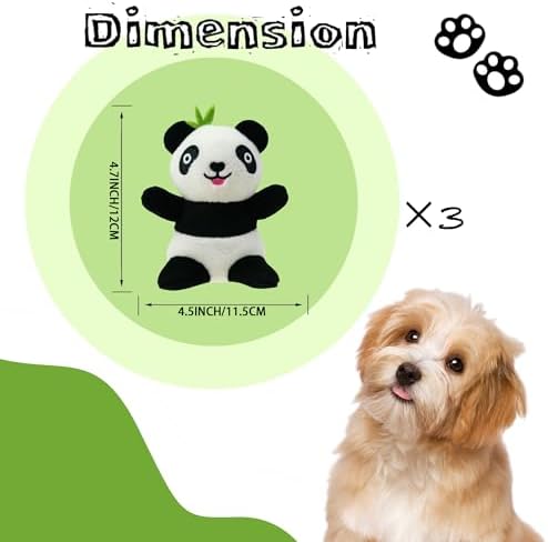 Dog Hide and Seek Toys Puppy Chew Squeaky Toys Plush Mushroom&Bamboo&Shell Hideout Stuffing with Squeakers Animals (3Pcs Squeaky Panda) - Image 3