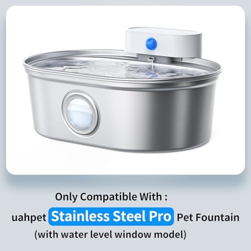 uahpet Stainless Steel Cat Water Fountain Pro (with Water Level Window Version) Water Inlet and Outlet Silicone Accessories and Gravity Suction Head Set - Image 2