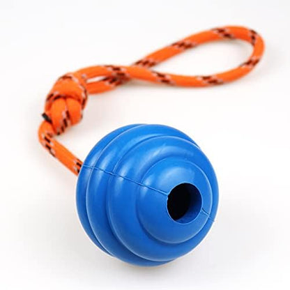 K9 Training Ball with Rope - Indestructible Dog Toy for Training, Pull, Throw, Tug and Fetch - Belgian Malinois Gifts (Blue) - Image 3