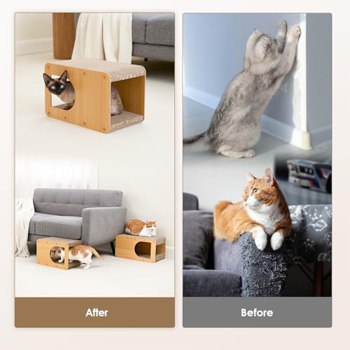 EHEYCIGA Cardboard Cat Scratcher House, 17-Inch Cat Scratch pad, Brown - Image 3