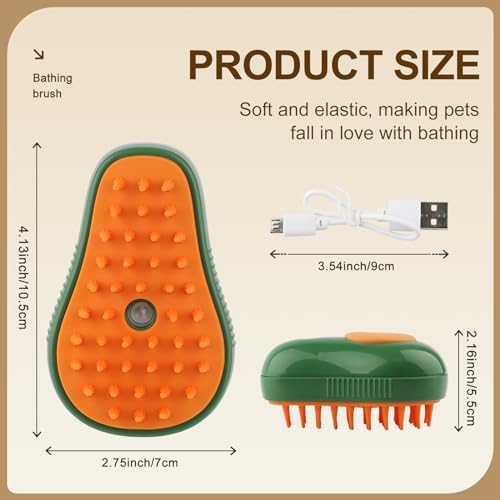 Cat Steam Brush, 3 in 1 Cat Steamy Brush, Silicone Massage Grooming Comb, Pet Hair Cleaning Misting Comb for Kittens(Avocado Green) - Image 2
