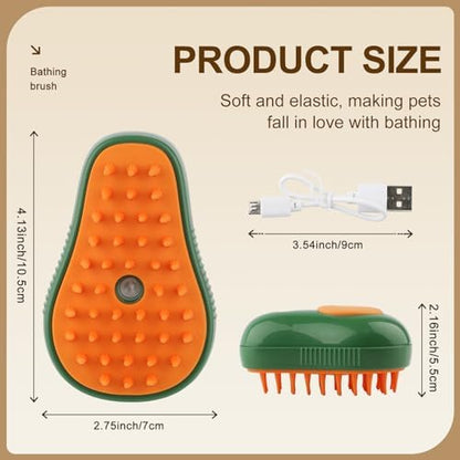 Cat Steam Brush, 3 in 1 Cat Steamy Brush, Silicone Massage Grooming Comb, Pet Hair Cleaning Misting Comb for Kittens(Avocado Green) - Image 2