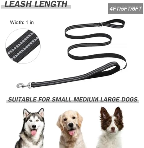 Hikiko 6FT Double Handle Traffic Dog Leash Reflective,Black - Image 6
