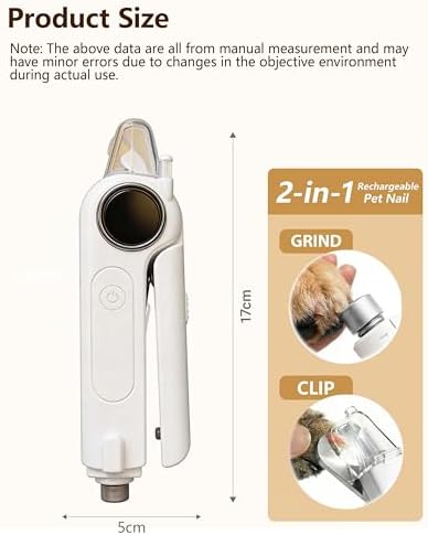 2-in-1 Pet Nail Clipper and Grinder with LED Light & Safety Guard - Painless Quiet Grooming Tool for Small & Large Dogs & Cats, Avoid Overcutting Professional Pet Trimmer - Image 7