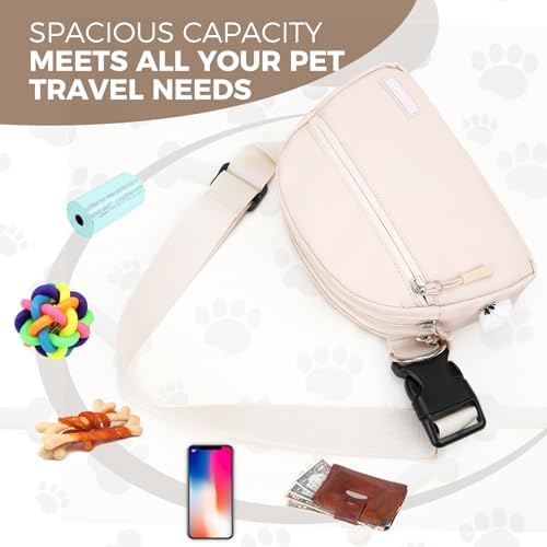 Dog Treat Pouch Pet Training Walking Fanny Pack with Built-in Poop Bag Dispenser & Waste Bag Holder | Stylish Puppy Training Essentials Supplies | Free Dog Clicker (Cream) - Image 4