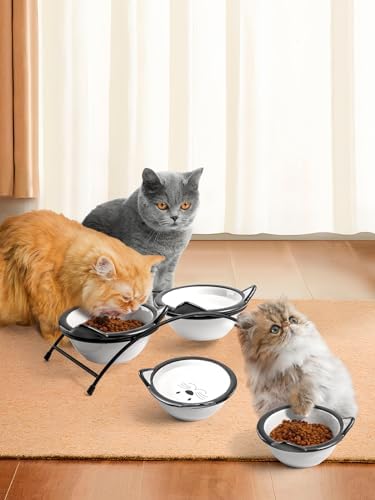 Y YHY Cat Food Bowls, 12 oz Raised Cat Bowls for Food and Water,Ceramic Elevated Pet Dishes Bowls with Stand, Cats and Small Dogs, Dishwasher Safe - Image 6