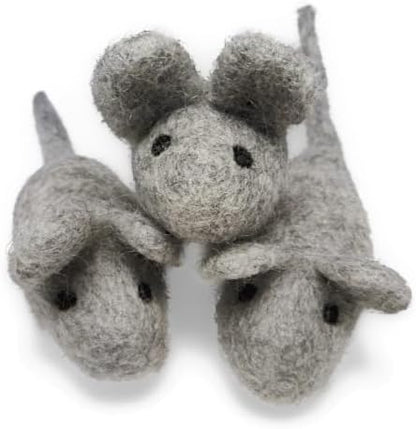 Cat Mouse Toy - 3 Felted Wool Mouse Toys Without Catnip for Indoor Cats and Kittens - Large Handmade Mice by EarthtoneSolutions