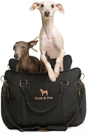 NOAH & PAW Small Dog Car Seat for Small Medium Pets with Harness Clip, 4X Safety Feature, Washable, Waterproof Dog Seat for Car, Orthopedic Foam Wrapped with Plush, Canvas Material by NoahPaw