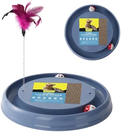 Interactive Cat Ball Track Toy Cat Scratcher, Grey by JOPOY