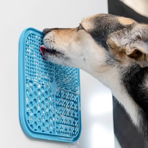 BoneItUp Lick Mat for Dogs & Cats – BPA-Free Dog Food Mat Slow Feeder, Crate Training, Dental Health & Digestion – Slow Feeder Mat for Dogs - Dishwasher Safe Crate Lick Mat (Blue) - Image 2