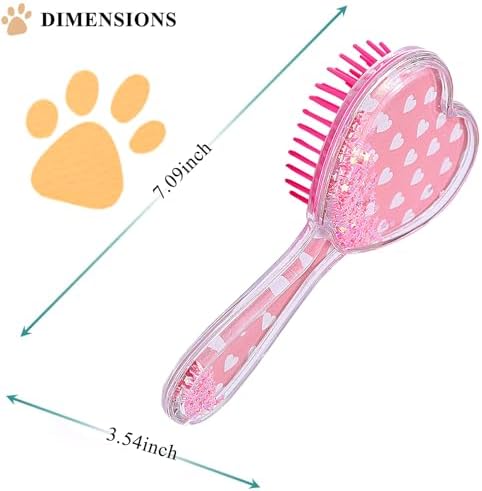 Small Soft Dog Grooming Brush, Pet Massage Hair Brush (Pink Heart) - Image 2