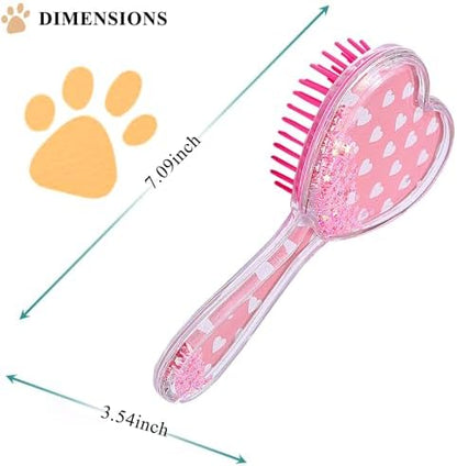 Small Soft Dog Grooming Brush, Pet Massage Hair Brush (Pink Heart) - Image 2