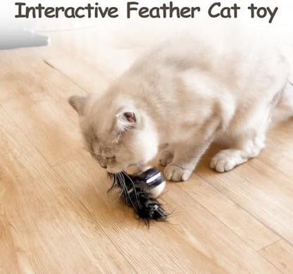 Migipaws Interactive Cat Ball Toy Set, Fun Tracker, Automatic Rolling Chase Ball with Fluffy Tail, A Small Mice, Rechargeable (White) - Image 3