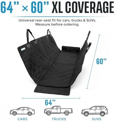 Bulldogology Dog Car Seat Cover 64"x60" Waterproof Heavy Duty Bench Dog Hammock Backseat Protector from Hair, Muddy Paws, Scratches - Pet Car Seat Cover for Cars Trucks SUVs (X-Large) - Image 5
