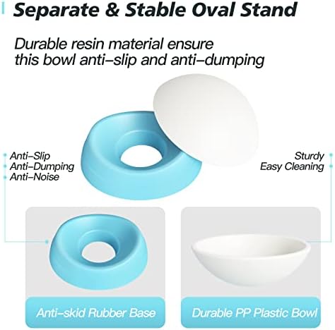 Elevated Cat Bowl, Adjustable Raised Slanted Food Bowl for Cats and Small Dogs, Wide Shallow PP Dish with TPR Non Slip Base, Whisker Friendly, 17 oz - Image 5