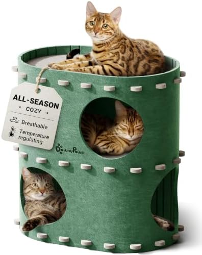 DownyPaws Cat House for Indoor Cats, 2-Storey Cat Bed Cave, Forest by DownyPaws