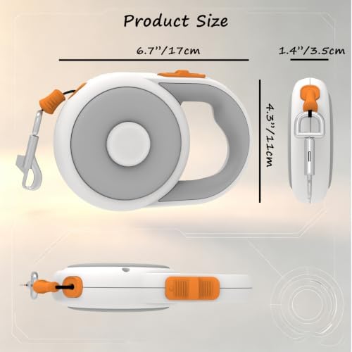 16Ft Retractable Dog Leash for Small Medium Dog Up to 50lbs, Grey - Image 3