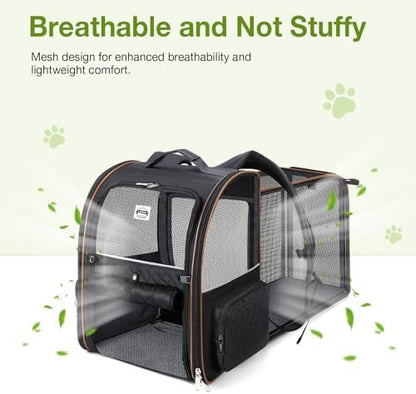 Large Cat Backpack Carrier Expandable Pet Carrier Backpack for Small Dogs Medium Cats Fit Up to 18 Lbs, Dog Backpack Carrier, Foldable Puppy Backpack Carrier for Travel, Black - Image 3