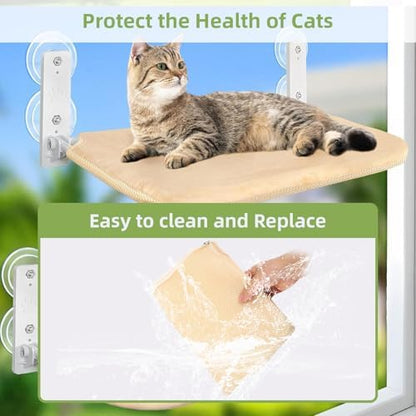 2PCS Replacement Cover for Cat Window Perch, M Size Cordless Cat Window Hammock Bed Accessories, Reversible Breathable/Warm Seat Cover for Inside (White, 20.4" L x 11.8" W) - Image 4